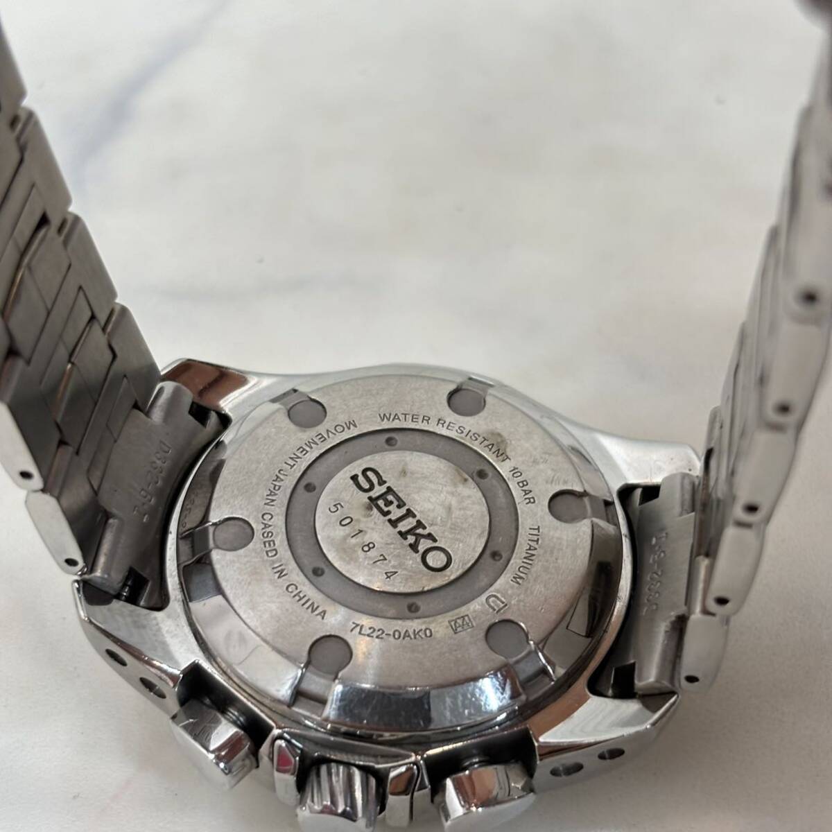 SEIKO セイコー KINETIC キネティック チタン クロノグラフ 7L22-0AK0 稼働中 メンズ 腕時計_画像7
