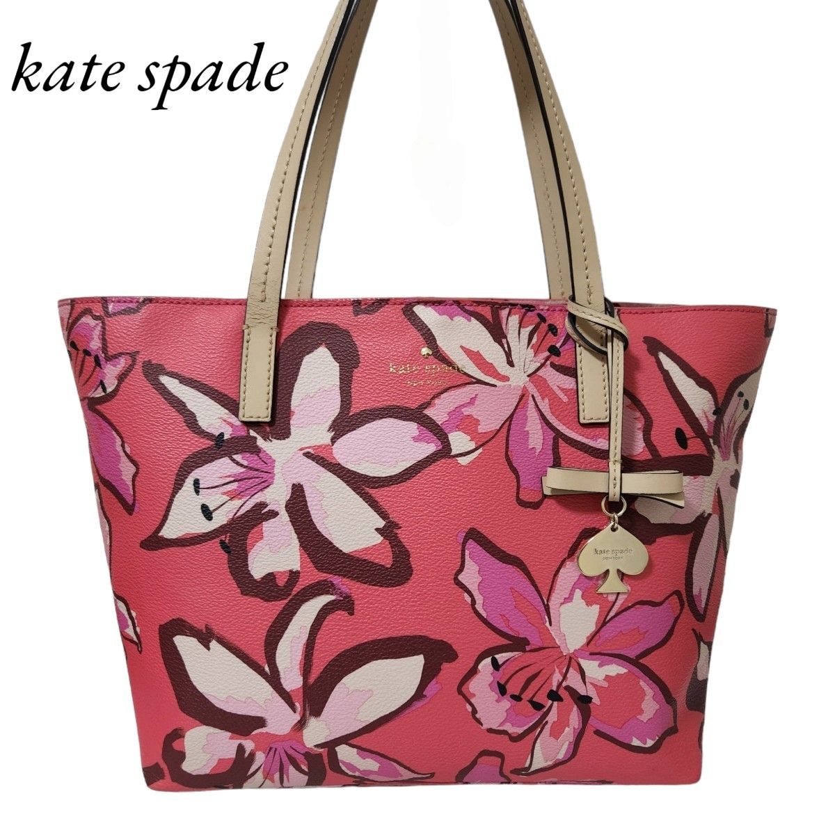 ケイトスペード kate spade トートバッグ PVCピンク 花柄