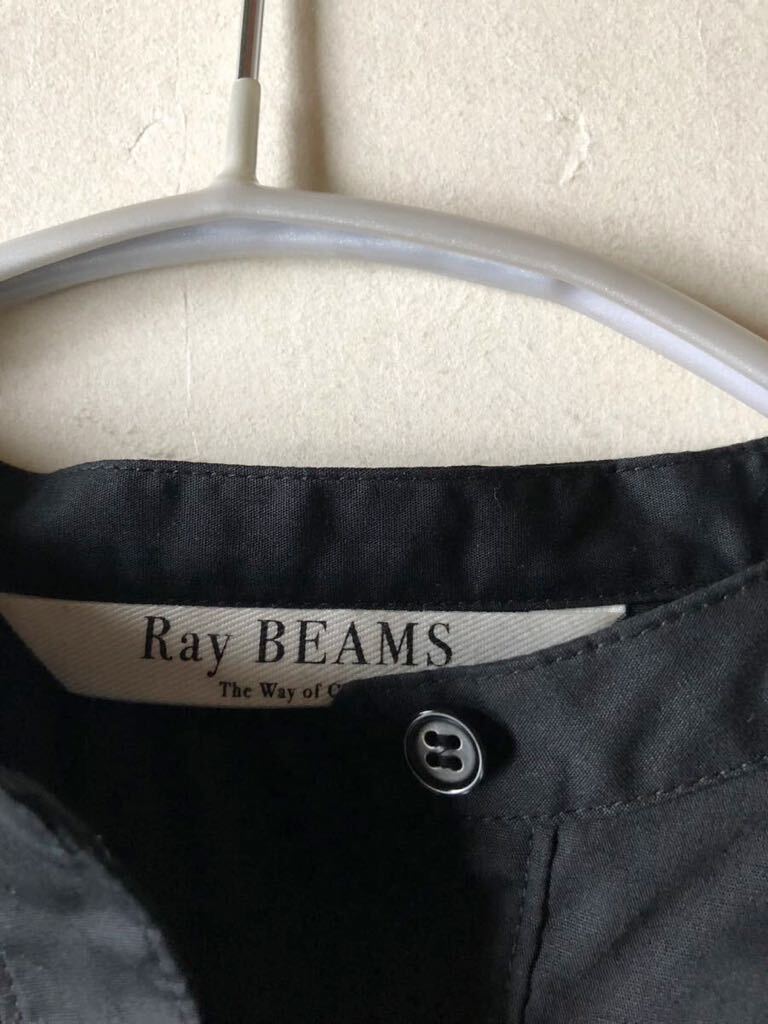 レイビームス Ray BEAMS 大人可愛いゆったり重ね着レイヤード風ウエストドロストリボンバンドカラーシャツワンピース♪の画像7