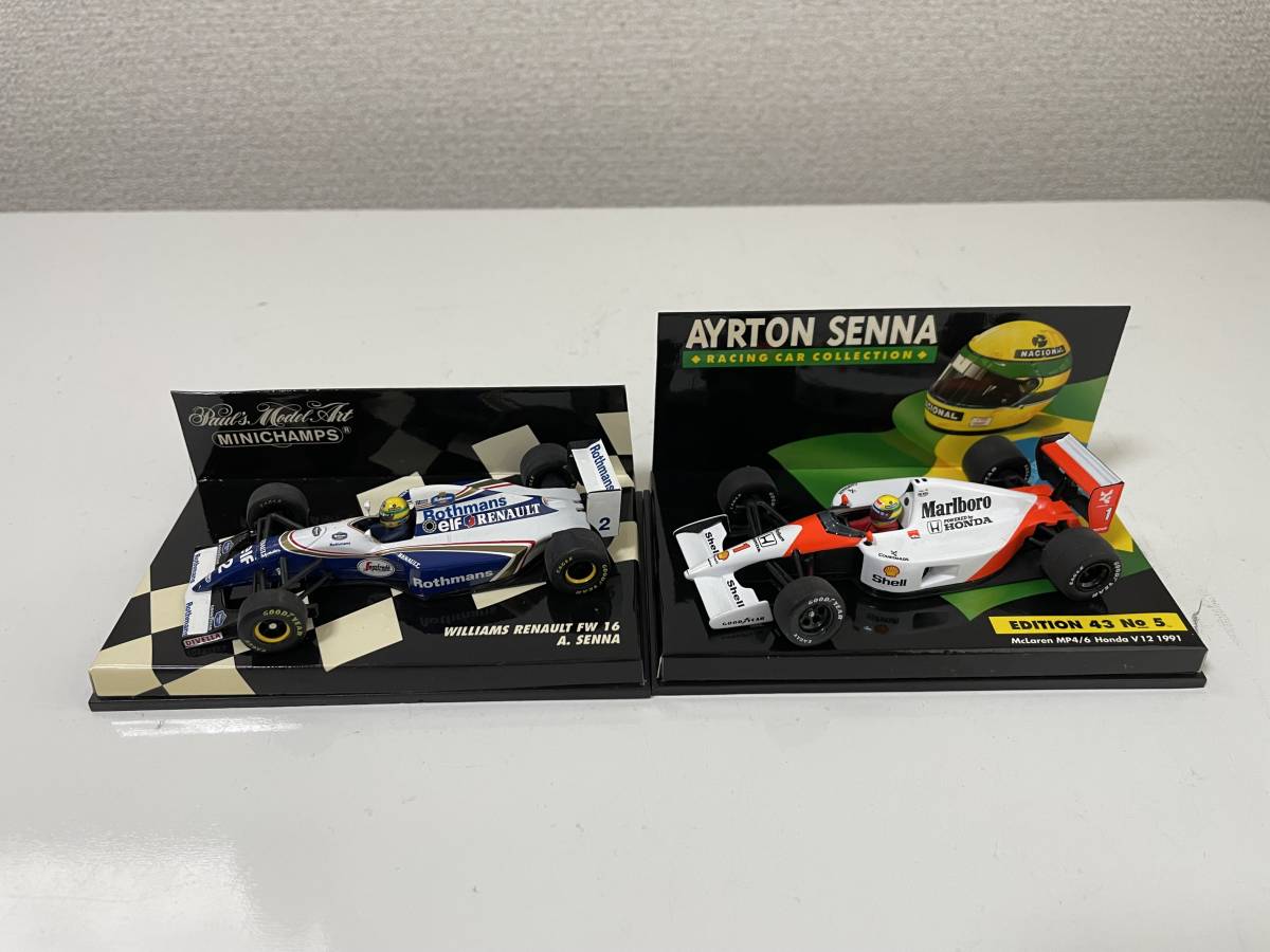 ロスマンズウィリアムズFW16・マルボロマクラーレンMP4/6 2台セット品　アイルトンセナモデル 1/43 ミニチャンプ_画像1