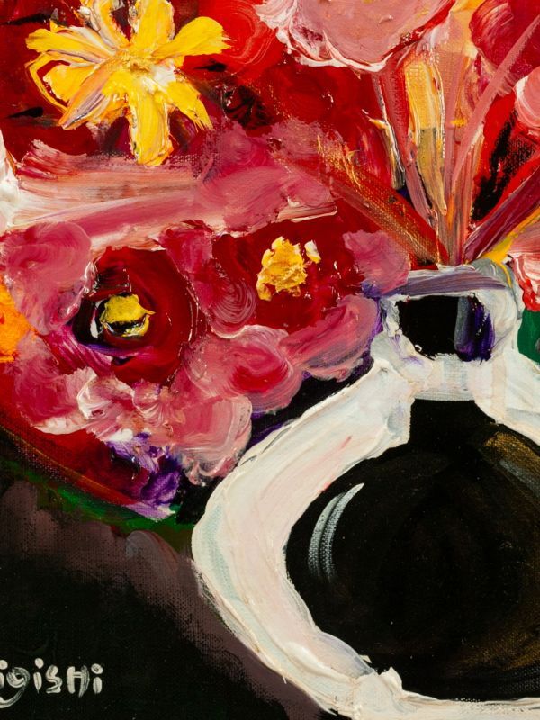 Yahoo!オークション - 三岸節子 油絵 手描き《花》表サイン 裏 Yahoo!オークション - 三岸節子 油絵 手描き《花》表サイン 裏