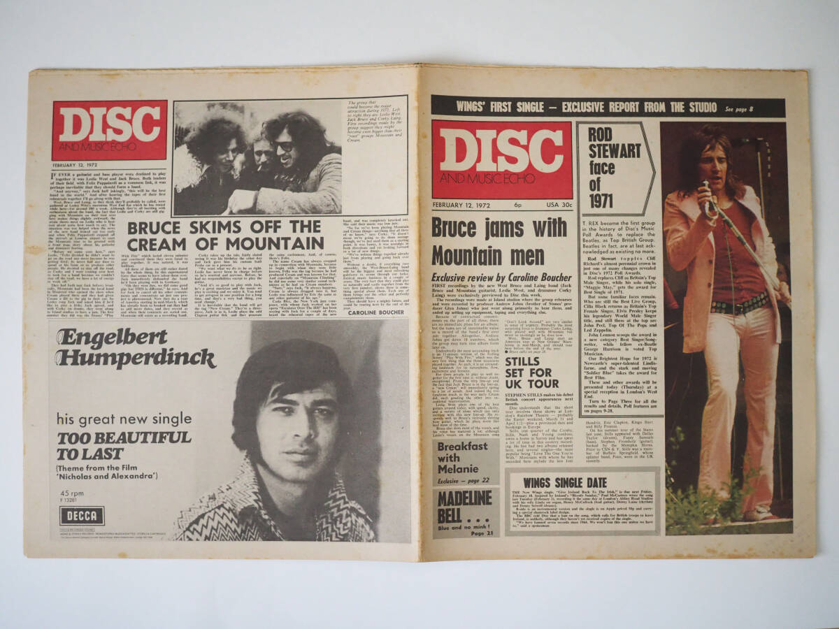 ★イギリス音楽誌【DISC】1972年2月12日号★Wings First Single広告/Paul McCartney/Marc Bolan/Pete Townshend/Rod Stewart/John Lennon_画像2