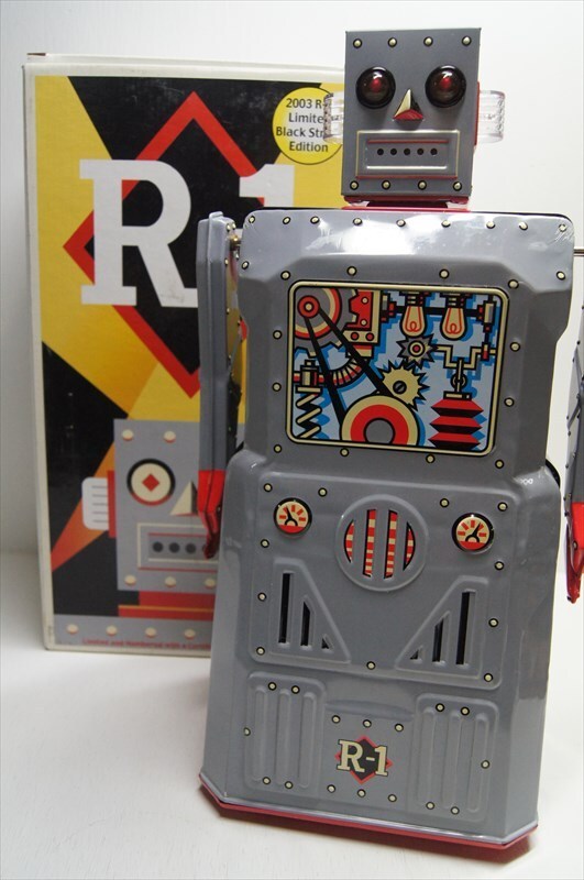 ROCKET USA R-1 ROBOT ONE Black Stripe Edition グレー ブリキ バッテリー式 ロボット 限定仕様 箱付 雑貨