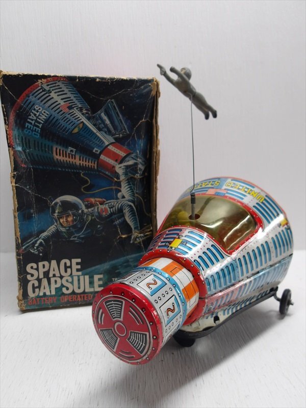 堀川玩具 SPACE CAPSULE バッテリー式 1960年代 当時物 日本製 ブリキ スペースカプセル 宇宙船 箱付き 雑貨