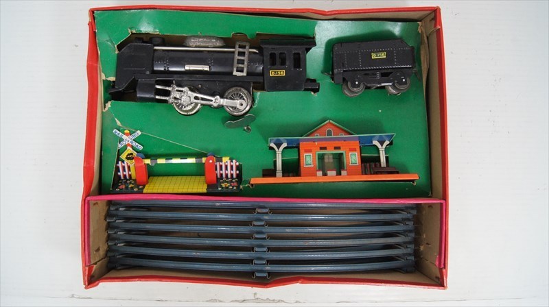 米澤玩具 Central RAILWAY Rゲージ No.700セット 当時物 蒸気機関車 列車 ブリキ ゼンマイ式 箱付き 雑貨_画像2
