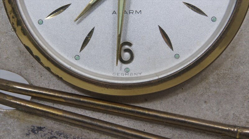 [珍品]Rinden ゼンマイ式置き時計 パレット型デザイン アラーム付き ドイツ製 手巻き時計 ビンテージ アンティーク時計 雑貨_画像4