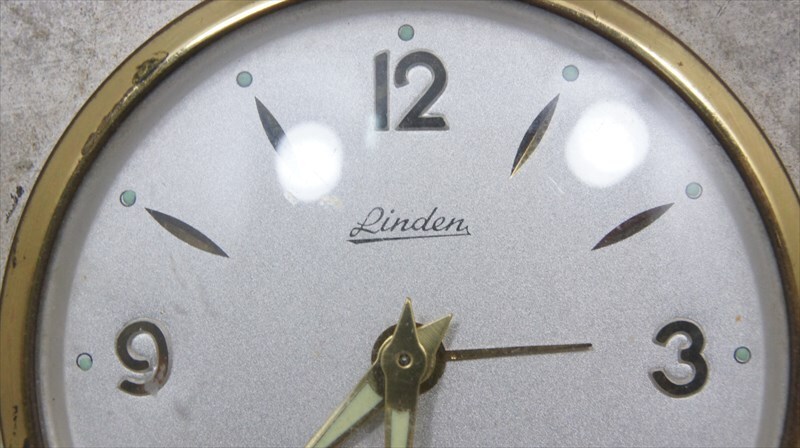 [珍品]Rinden ゼンマイ式置き時計 パレット型デザイン アラーム付き ドイツ製 手巻き時計 ビンテージ アンティーク時計 雑貨_画像3