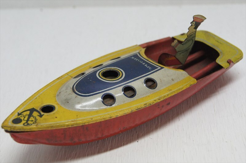 [珍品]戦前 ポンポン船 ブリキ モーターボート SPEED STAR ビンテージ 1930年代 当時物 日本製 雑貨