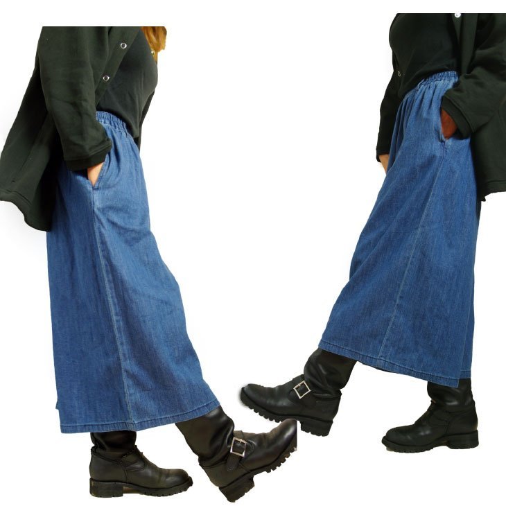 LL blue Denim culotte pants lady's gaucho pants new goods 