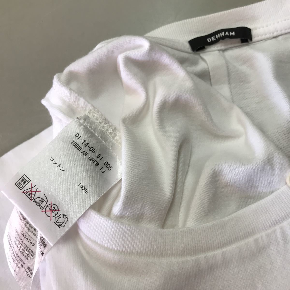 デンハム　DENHAM ボーダー 定価8800円 Tシャツ　未使用　白　ホワイト　XSサイズ　メンズ　無地_画像6