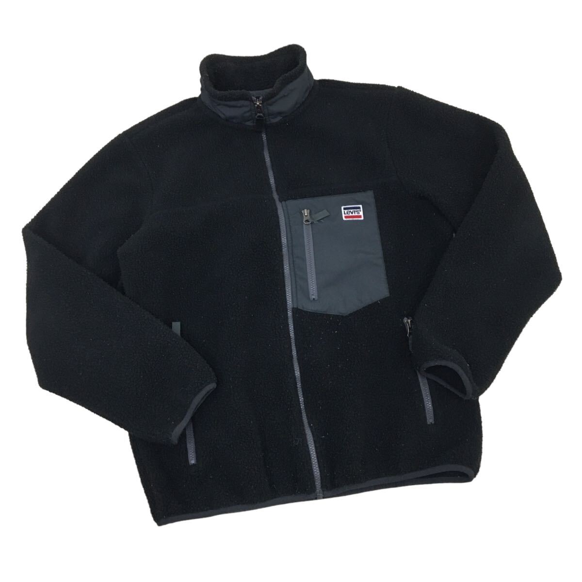 C331 Levi's リーバイス ボア フリースジャケット ポケット ジャケット 上着 羽織り トップス メンズ M ブラック 黒 の画像5