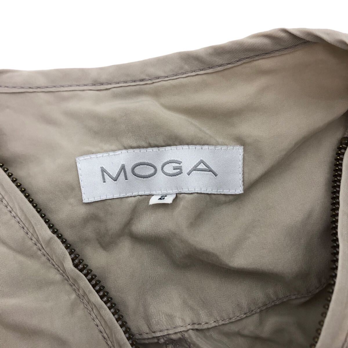 Nm203 MOGA モガ ジップアップ ジャケット ブルゾン 薄手 上着 羽織り アウター トップス キュプラ ベージュ レディース 2_画像8