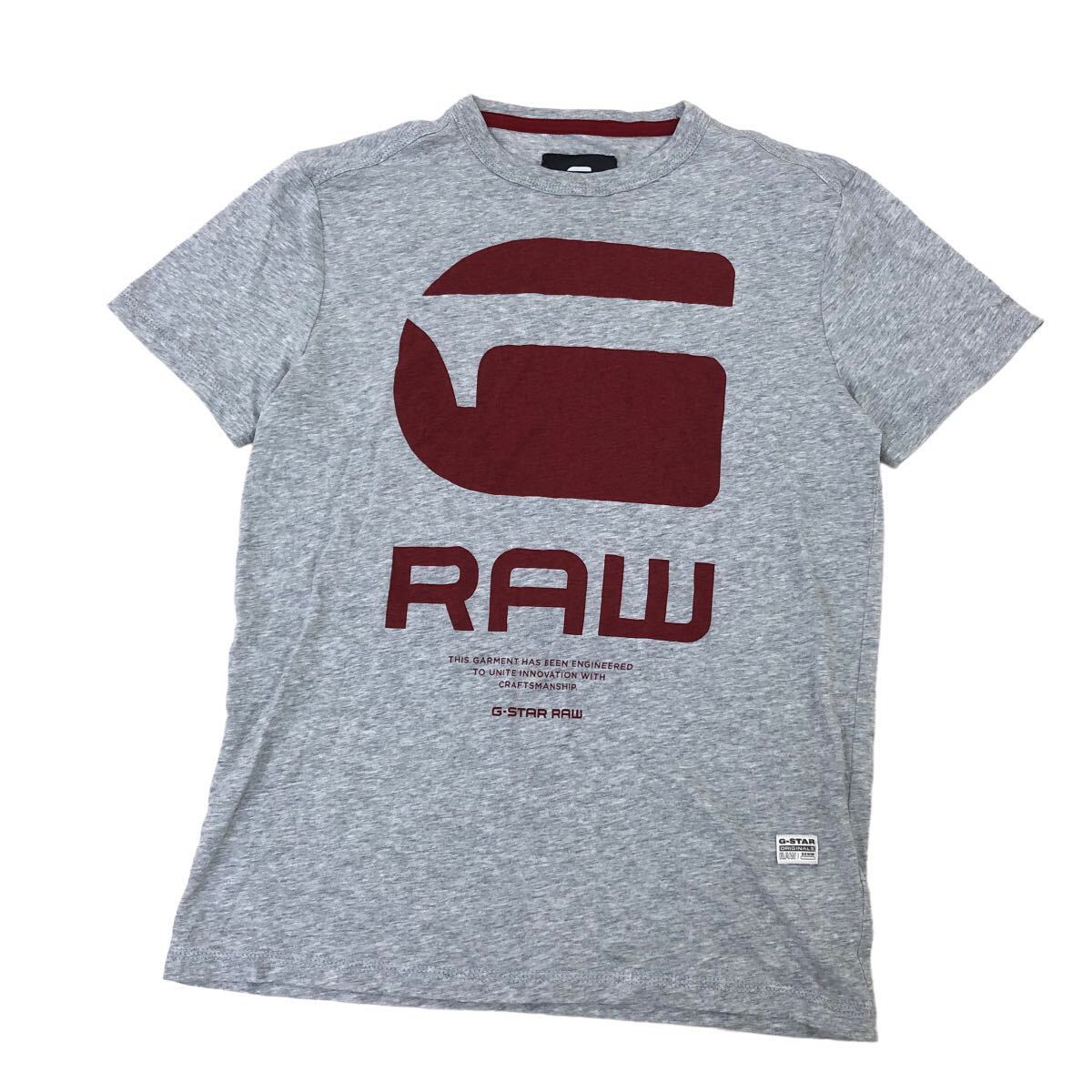 H709⑧ G-STAR RAW ジースターロウ REGULAR FIT 半袖 Tシャツ クルーネック プリントTシャツ グレー系 ロゴ 綿 ポリ メンズ S_画像1