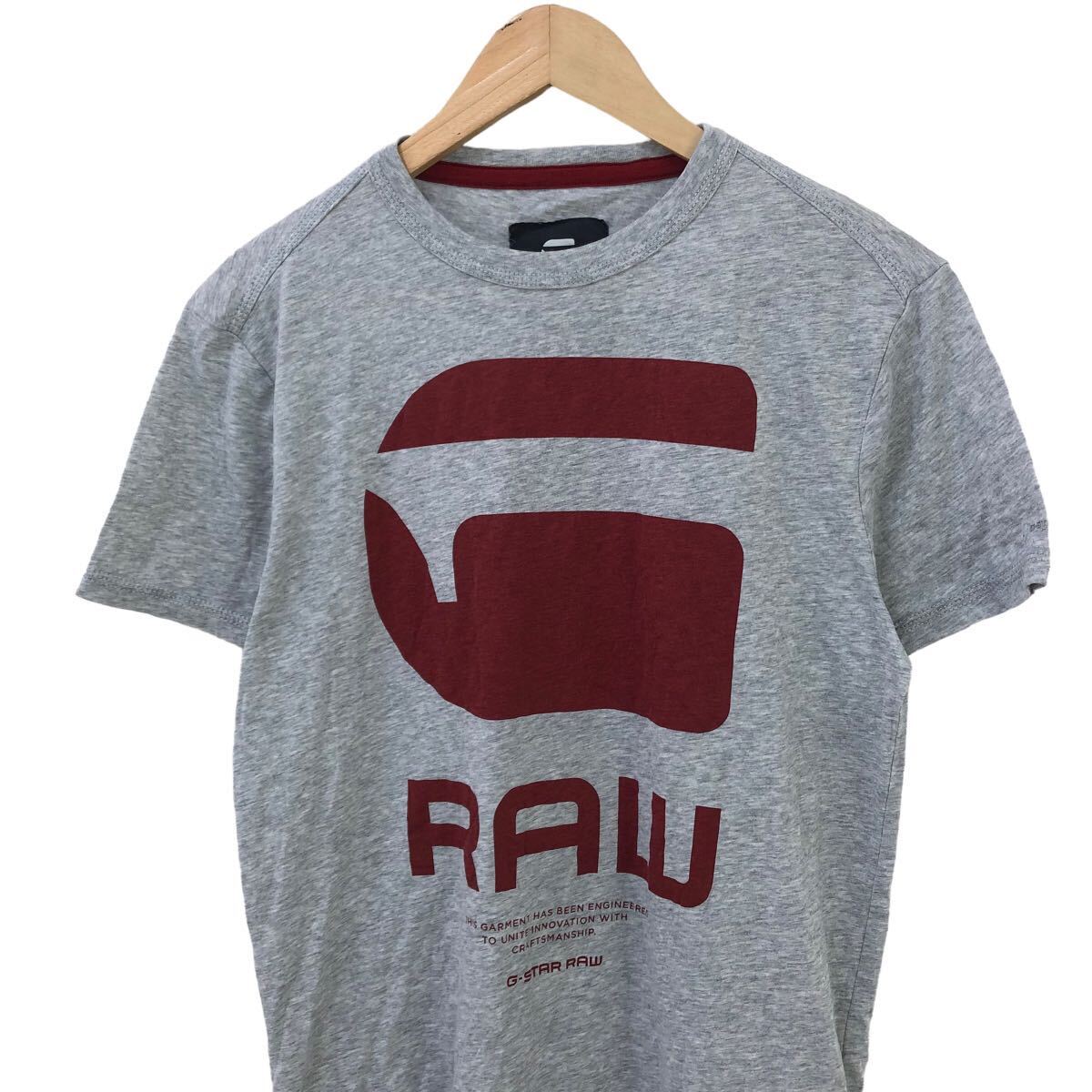 H709⑧ G-STAR RAW ジースターロウ REGULAR FIT 半袖 Tシャツ クルーネック プリントTシャツ グレー系 ロゴ 綿 ポリ メンズ S_画像3