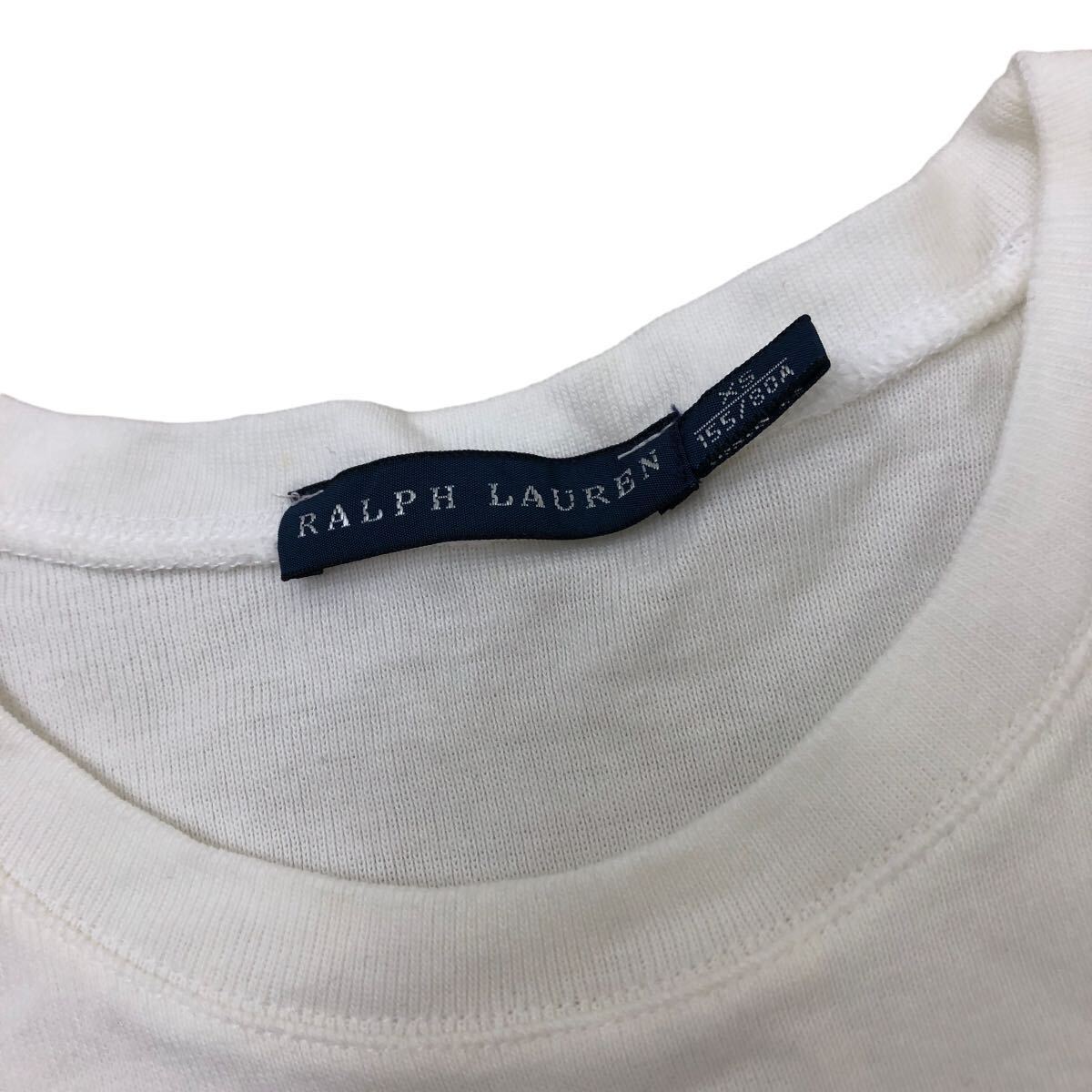 Nm204-8 RALPH LAUREN Ralph Lauren короткий рукав футболка po колено вышивка рубашка cut and sewn хлопок хлопок 100% tops белый женский XS