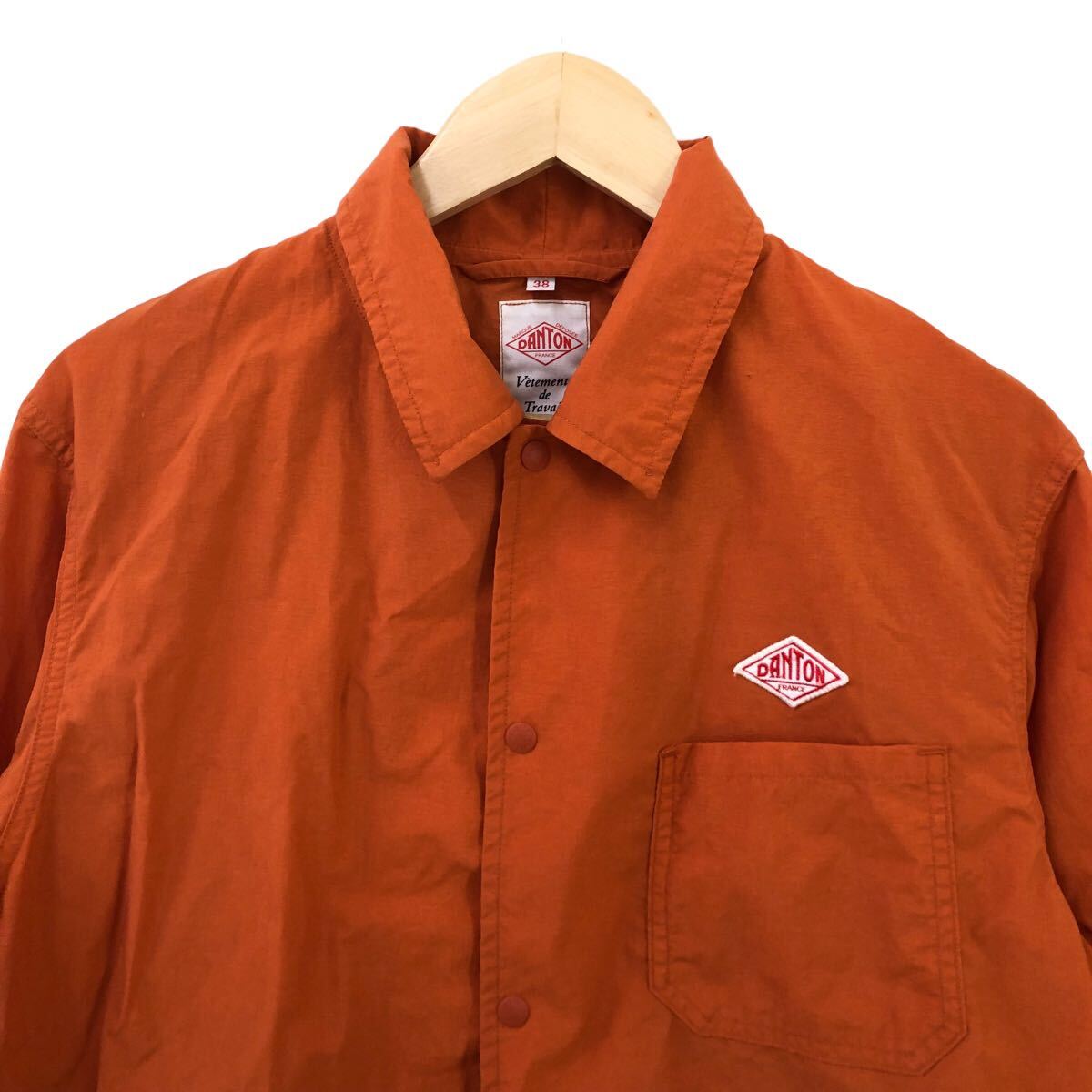 H711② DANTON ダントン 長袖 薄手 コーチジャケット ジャケット 上着 シャツジャケット オレンジ系 スナップボタン メンズ 38 良品の画像4