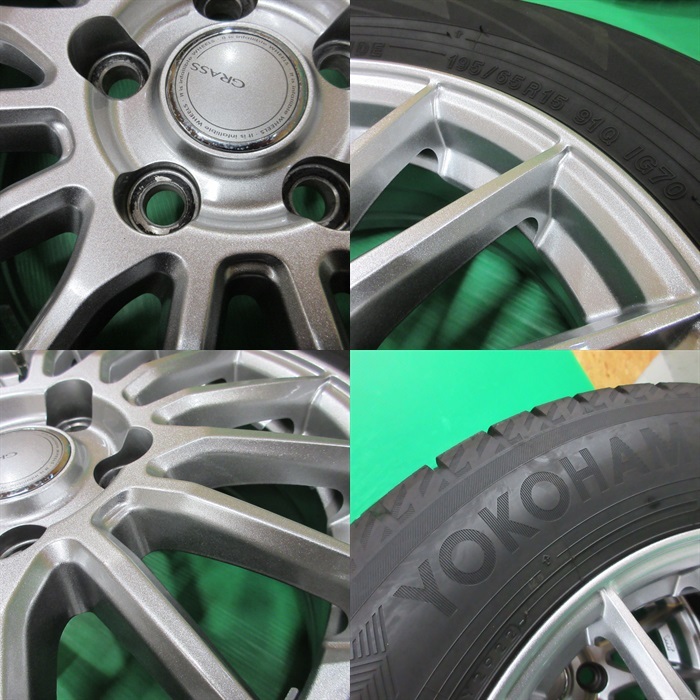 極上 ノア ヴォクシー 195/65R15 冬用2022年バリ山スタッドレス 90%山 ヨコハマ iceGUARD iG70 4本 5穴PCD114.3 6J +53 アイシス 中古新潟_画像6