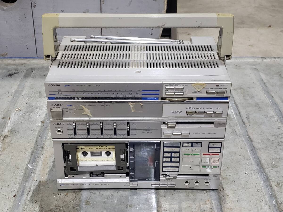 Q5716 動作未/現状渡し☆売切☆ビクター PC-55 カセットデッキ スピーカー欠品_画像1