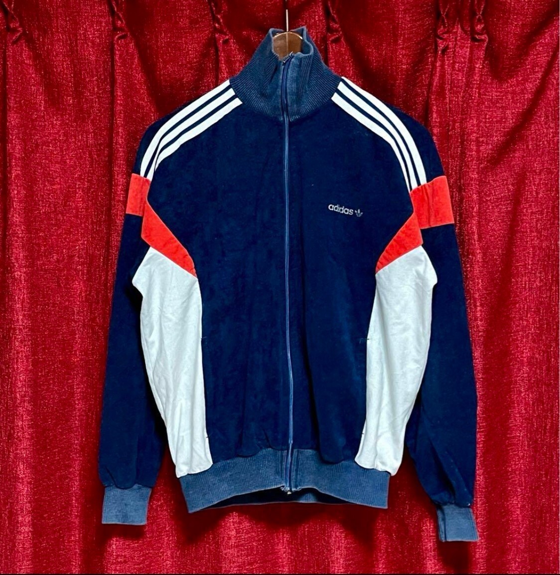 70s ヴィンテージ フランス製 VENTEX adidas アディダス トラックジャケット ジャージ 紺白赤 S トップス 春秋 Vintage トレフォイル _画像2