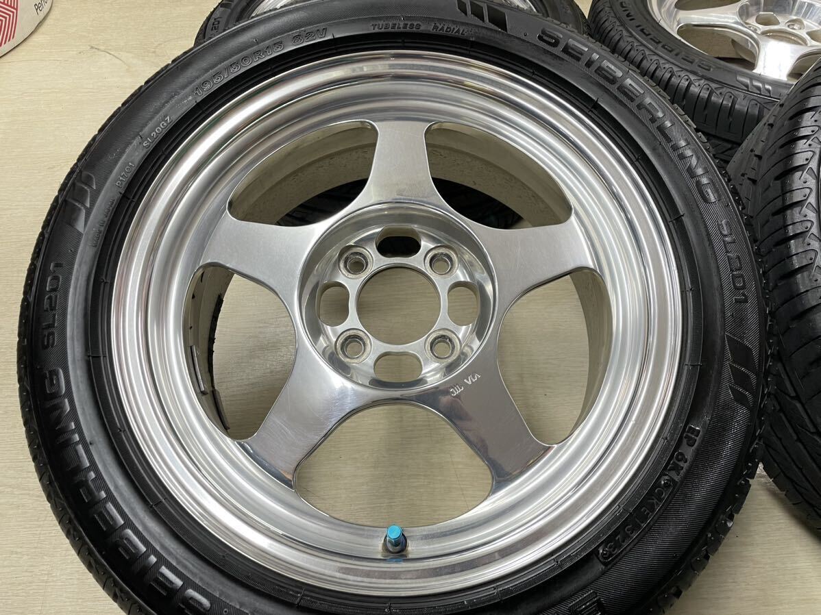 希少！鍛造！ディスモンド リーガマスター 15インチ6.5J+35 PCD100-4H 195/50R15国産タイヤ2023年製造付！ロードスター、シビックなどに！_画像4