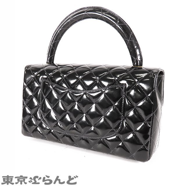 101698645 シャネル CHANEL 親子バッグ 親のみ ブラック ゴールド金具 エナメル マトラッセ ハンドバッグ レディース_画像2