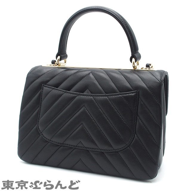 101694119 シャネル CHANEL ココマーク シェブロン トップハンドル 25cm A69923 黒 G金具 ラムスキン 2wayショルダーバッグ レディース_画像2