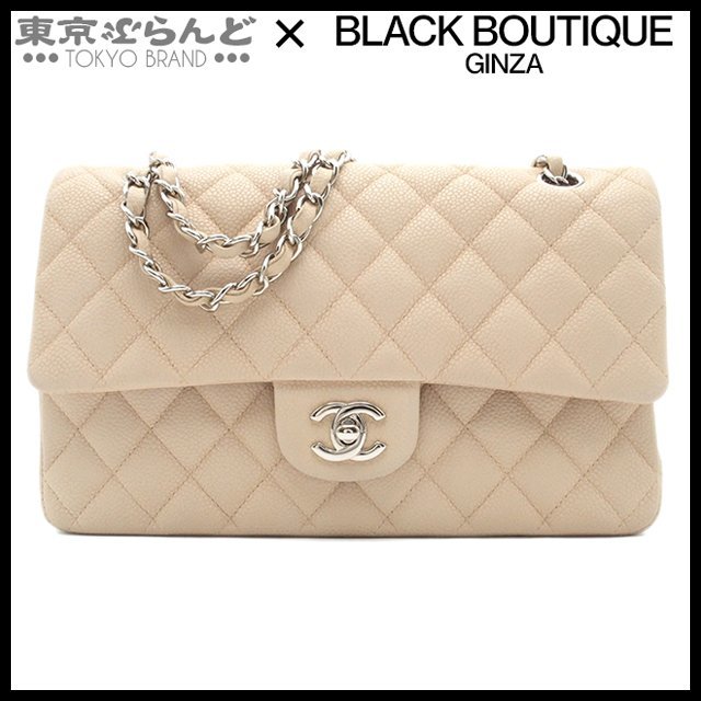 101693564 シャネル CHANEL マトラッセ Wフラップ Wチェーン ショルダーバッグ 25cm A01112 ベージュ シルバー金具 キャビア レディース_画像1