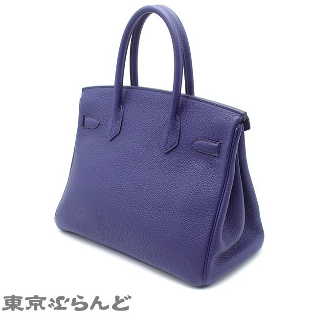 101716821 エルメス HERMES バーキン 30 オフィサー C刻印 ブルーアンクル ボルドー シルバー金具 トゴ ハンドバッグ レディース_画像2