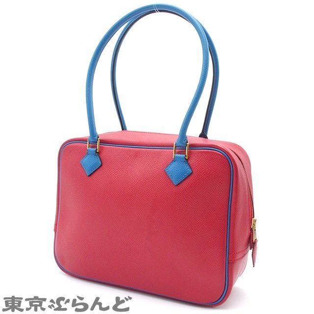 101717893 エルメス HERMES ミニプリュム バイカラー □A刻印 ルージュヴィフxブルーフランス G金具 クシュベル ハンドバッグ レディース_画像2