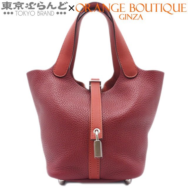 101716828 エルメス HERMES ピコタンロックタッチ PM T刻印 ルージュアッシュxブリック SV金具 トリヨン スイフト ハンドバッグ レディース