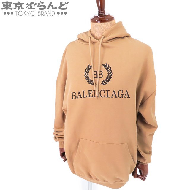 101717194 バレンシアガ BALENCIAGA BBロゴ プリント パーカー 578138 TEV51 ベージュ コットン M トップス メンズ_画像1