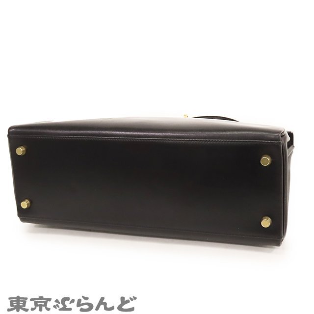 101717182 エルメス HERMES ケリー 32 ○Y刻印 黒 ブラック ゴールド金具 ボックスカーフ 内縫 2WAY ハンドバッグ レディース ヴィンテージ_画像3