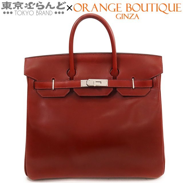 101717607 エルメス HERMES オータクロア 32 □J刻印 ルージュアッシュ シルバー金具 ボックスカーフ ハンドバッグ レディース_画像1