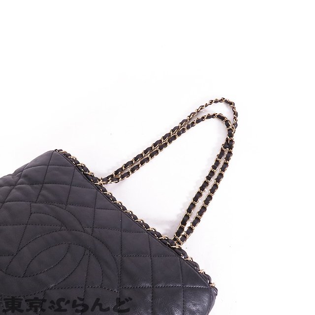 101692592 シャネル CHANEL チェーントートバッグ ブラック ゴールド金具 レザー ココマーク 16番台 トートバッグ レディース_画像4