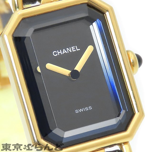 101698474 シャネル CHANEL プルミエール Sサイズ H0001 ブラック SS レザー 保証書付き 腕時計 レディース クォーツ式 電池式_画像5