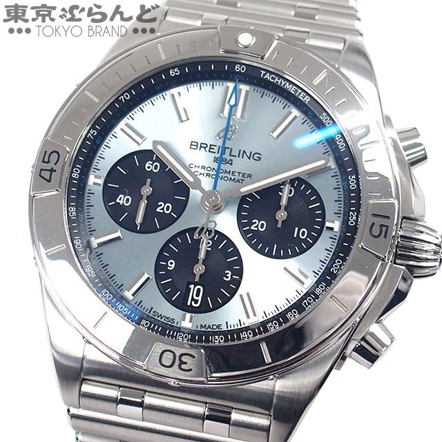 101719063 Breitling BREITLING Chronomat B01 42 PB0134 PB0134101C1S1 ice blue SS platinum wristwatch men's self-winding watch 