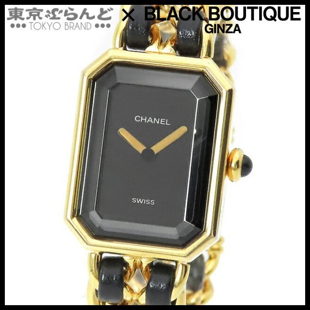 101673984 Chanel CHANEL Premiere M size H0001 black SS leather wristwatch lady's quartz type battery type 