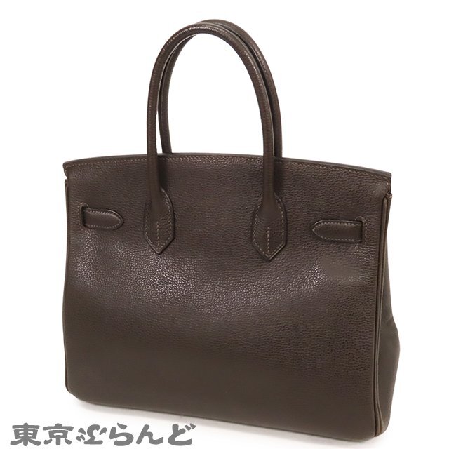 101720491 エルメス HERMES バーキン 30 □I刻印 茶 エベンヌ シルバー金具 ヴァッシュリエジェ ハンドバッグ レディース_画像2