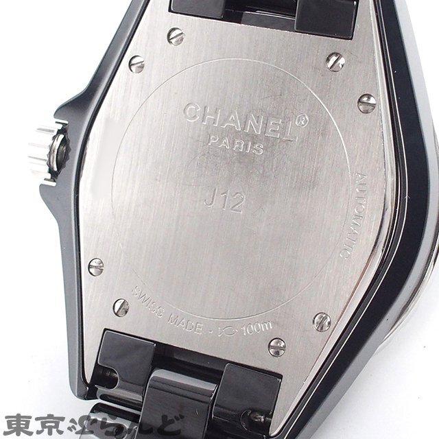 101693726 Chanel CHANEL J12 42mm diamond bezel 12PD H2014 black ceramic diamond SS wristwatch men's self-winding watch OH finish settled 