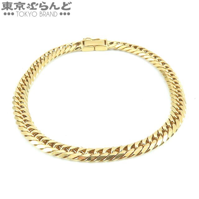 101716217 flat 6 surface double bracele yellow gold K18YGki partition 6 surface W 20cm 20.1g chain bracele men's 