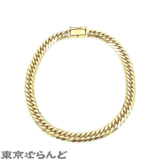 101716217 flat 6 surface double bracele yellow gold K18YGki partition 6 surface W 20cm 20.1g chain bracele men's 
