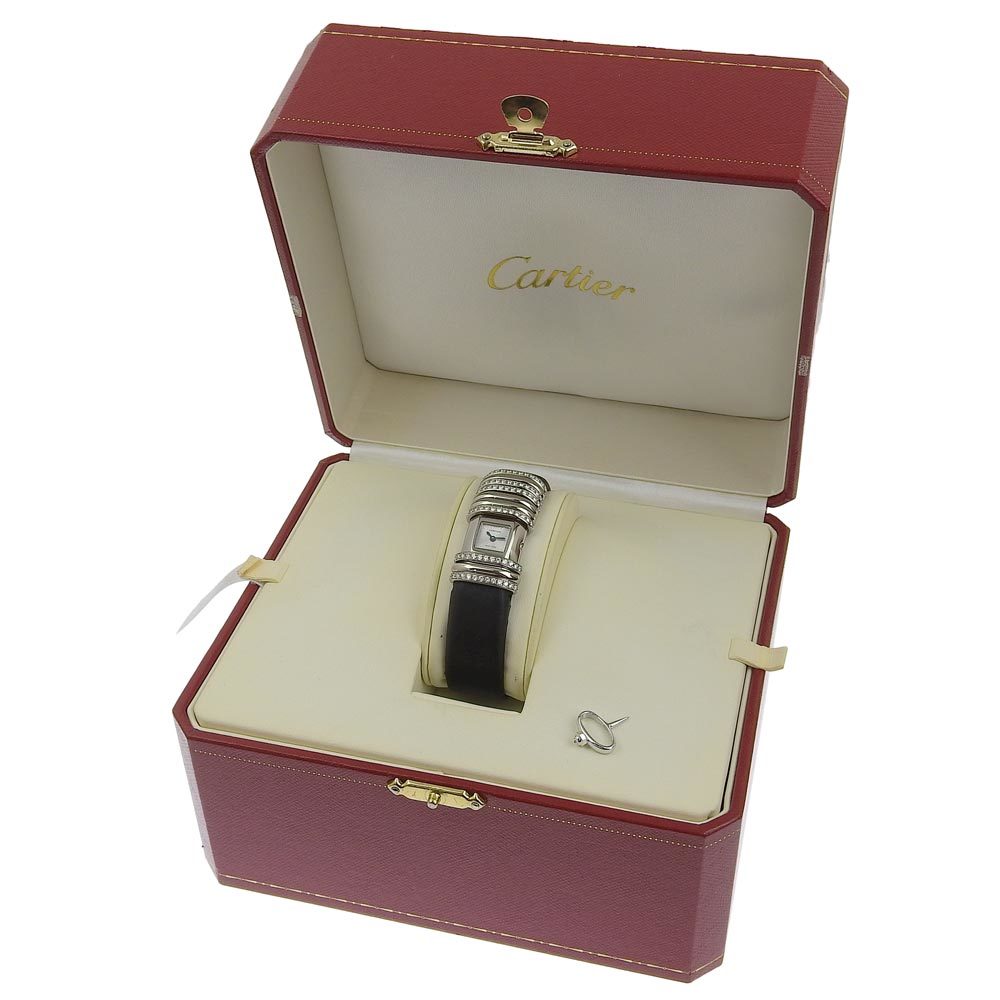 CARTIER Cartier tekla ration WT000450 wristwatch titanium ×K18WG× diamond quarts lady's silver face [90000065] used 