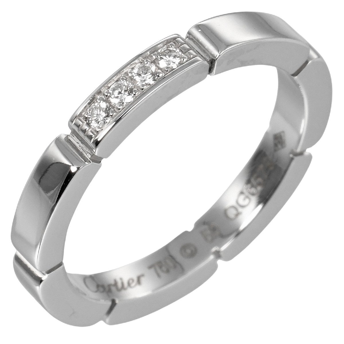 カルティエ CARTIER マイヨンパンテール 9.5号 リング 指輪 K18 WG ホワイトゴールド 4P ダイヤモンド 約4.15g【I201823038】中古