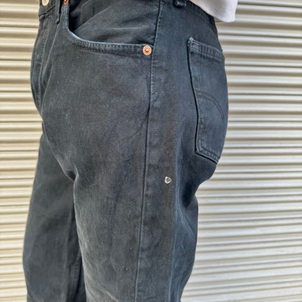 00s Levi's 501 ブラックデニム 501-0165ヴィンテージ ユーロ 後染め 90s リーバイス501 505 Black Denim W34 L34 ジーパン 黒 84cm_画像6