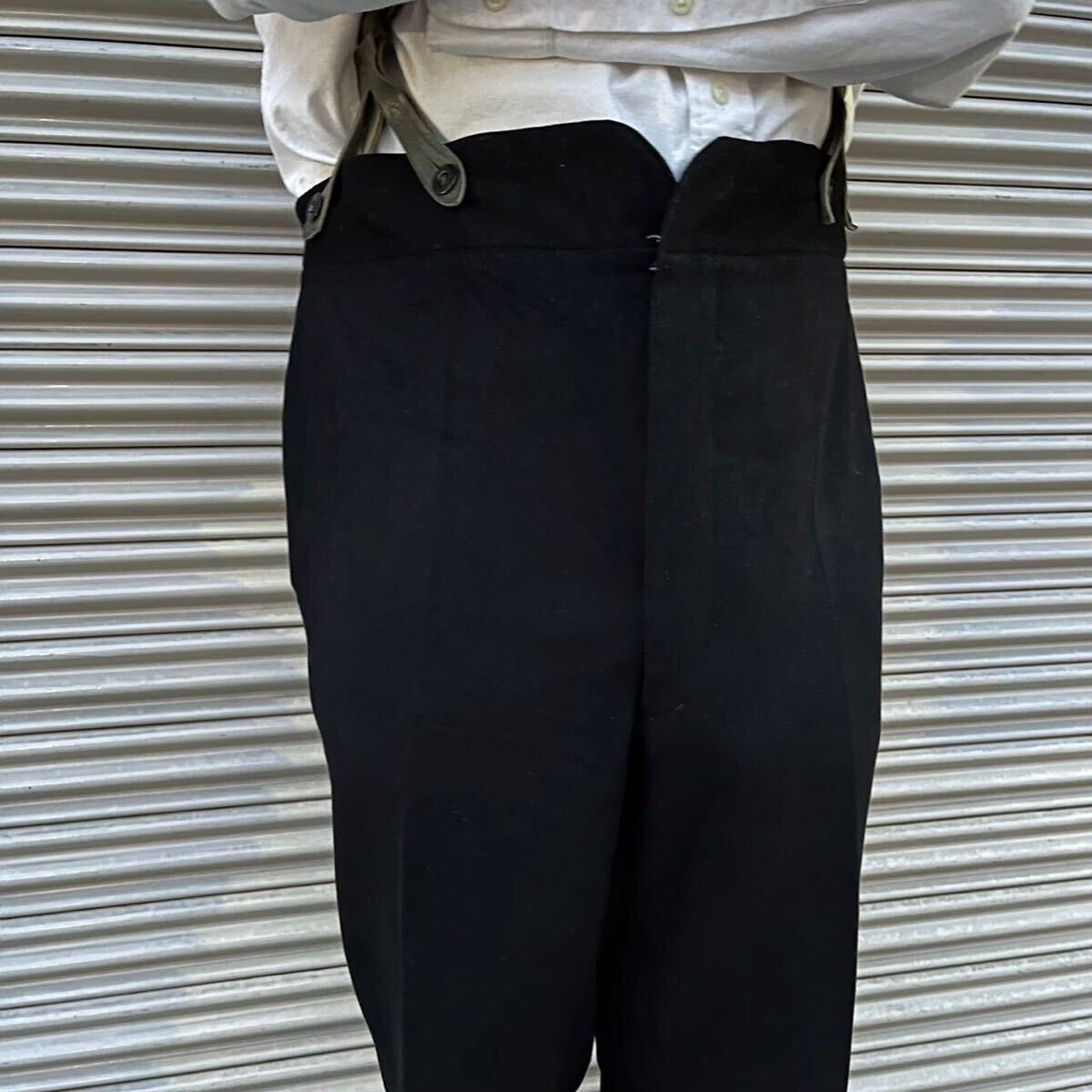 30s 40s Euro Vintage ウール スラックス 針刺し バックルバック 30s 40s Euro Vintage ウール スラックス 針刺し バックルバック