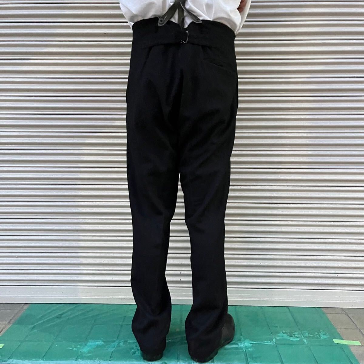 30s 40s Euro Vintage ウール スラックス 針刺し バックルバック 30s 40s Euro Vintage ウール スラックス 針刺し バックルバック