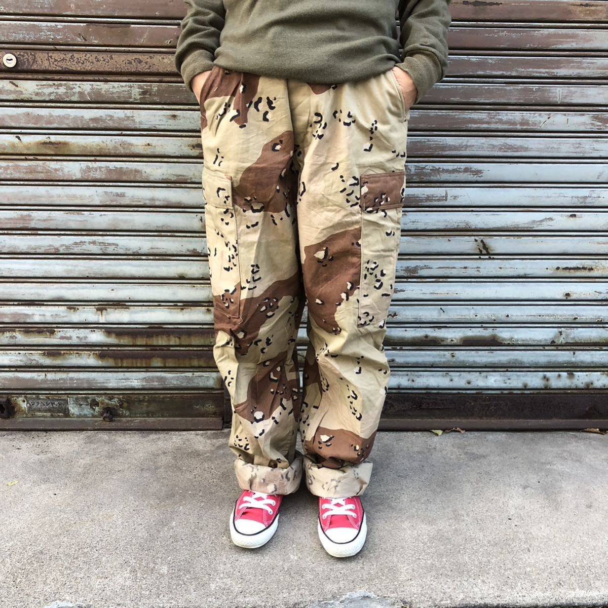 美品 1990s Sサイズ US ARMY 米軍実物 デザート カモ BDU ミリタリー パンツ 湾岸戦争 迷彩 S ヴィンテージ チョコチップ アーミー 78cm_画像1