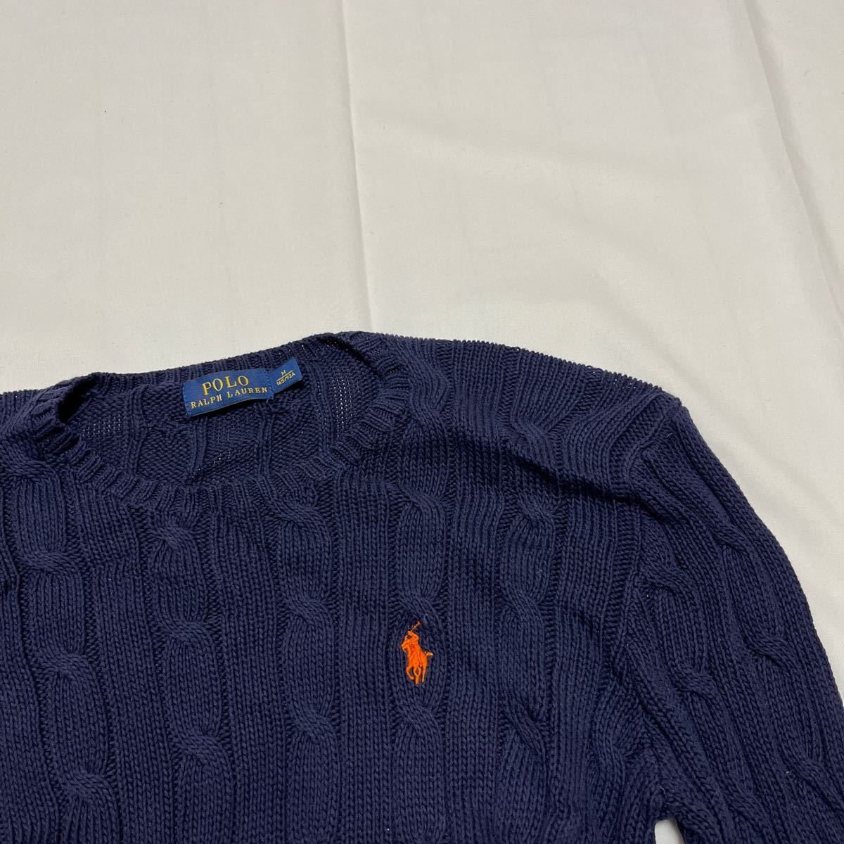 和238★ POLO RALPH LAUREN ポロラルフローレン 長袖 ニット セーター M 165/92A レディース ネイビー_画像3