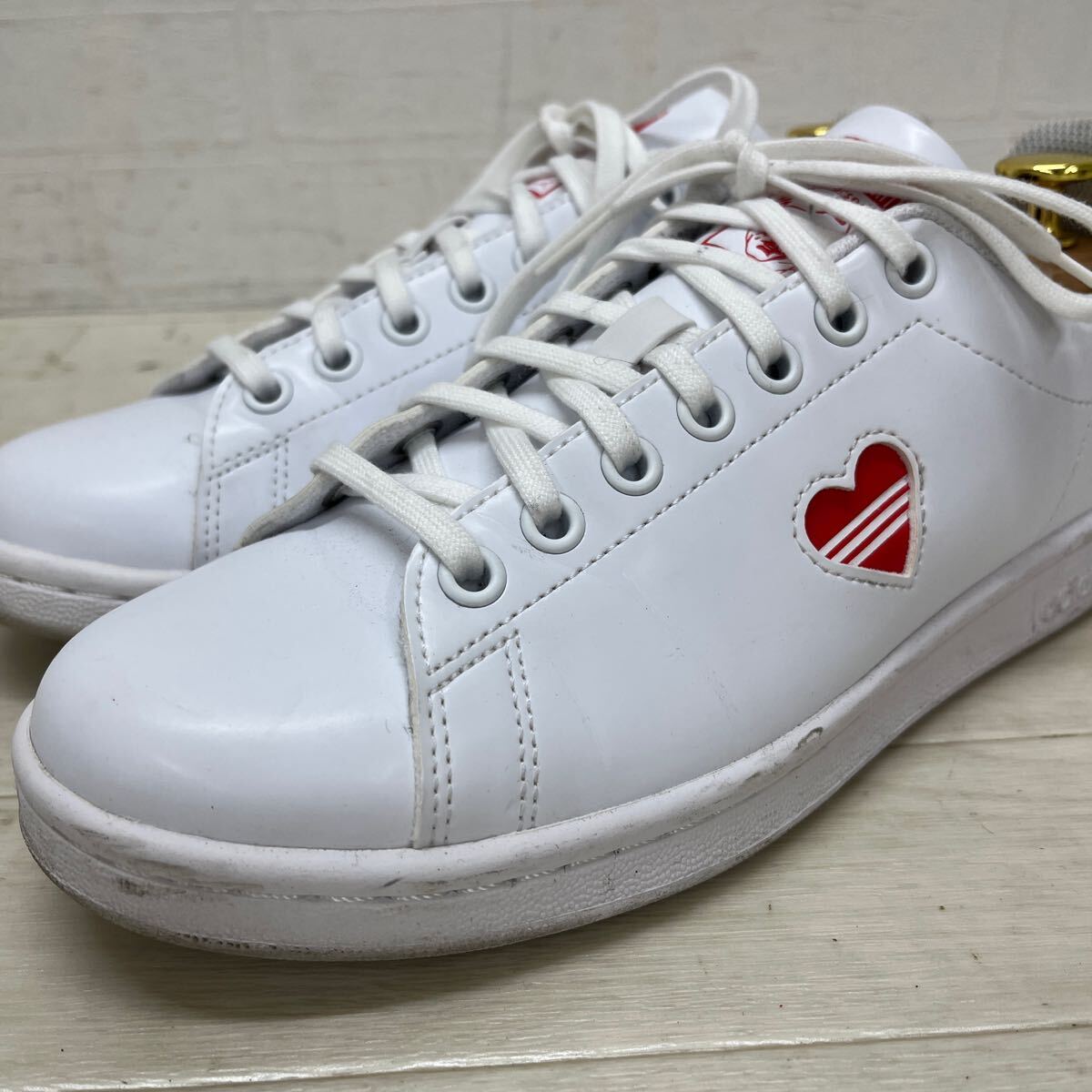  peace 267*② adidas STAN SMITH Adidas Stansmith sneakers shoes Heart 24.5 lady's white red 