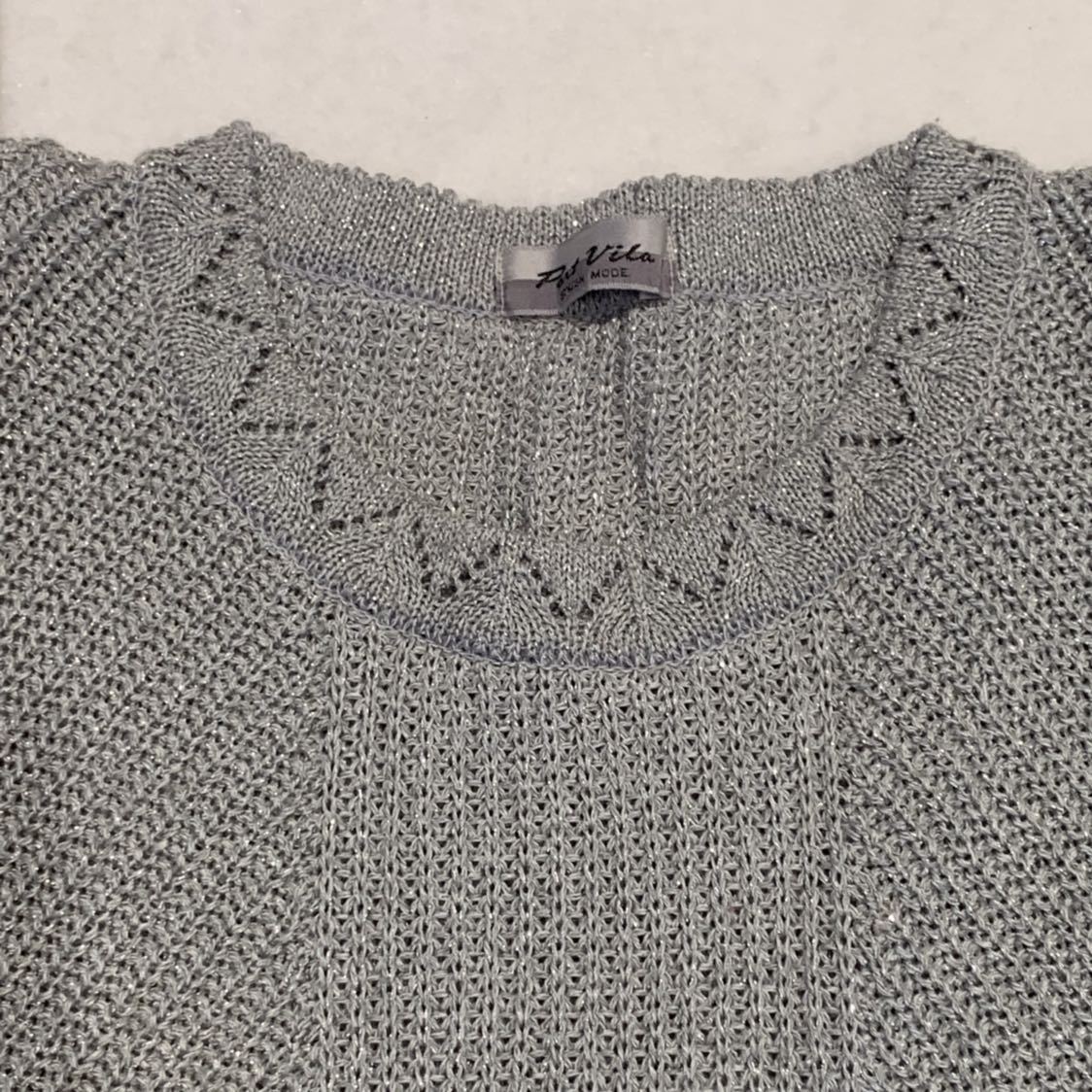 ◆春セーター◆ラメ◆半袖セーター◆手編み風◆日本製◆Mサイズ◆身長152～160㎝_画像2
